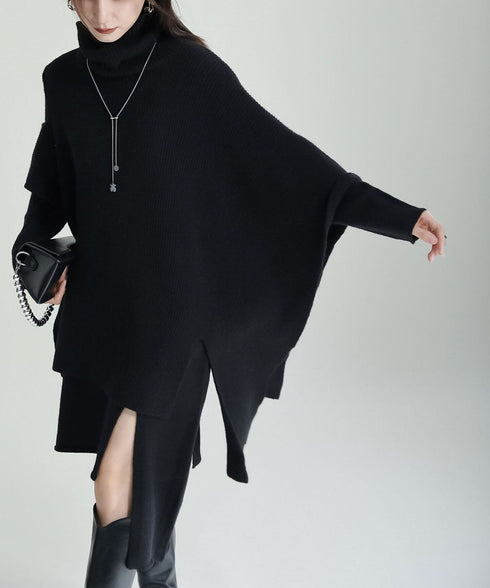 Slit Knit Dress & Poncho Co-ord